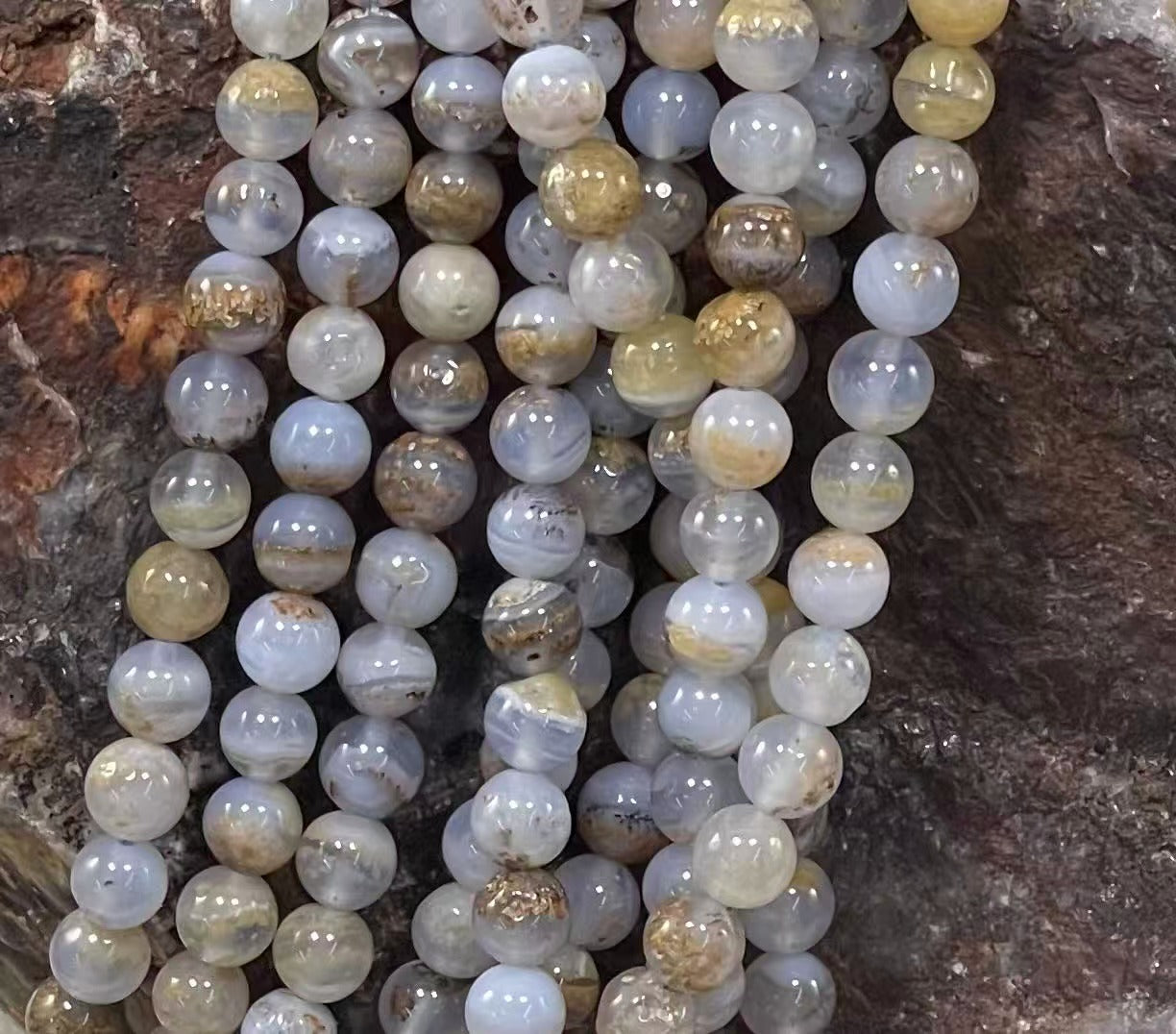 Dendritic Blue Lace Agate Round 6mm 8mm-2