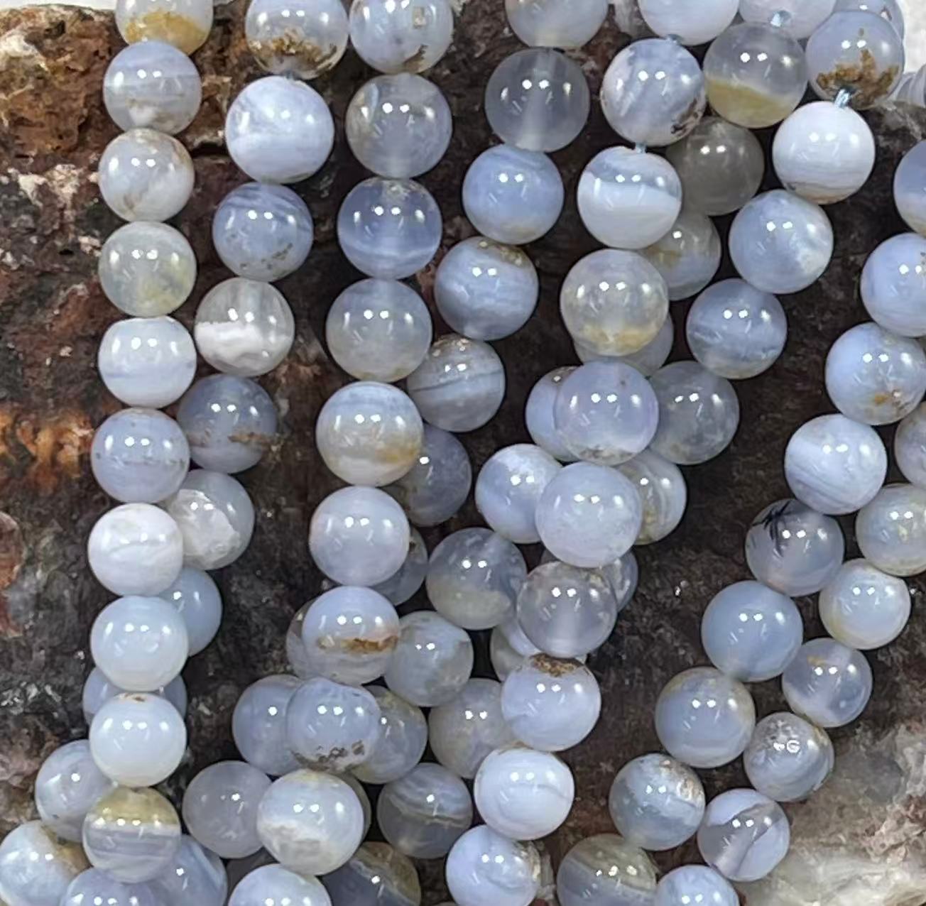 Dendritic Blue Lace Agate Round 6mm 8mm-3