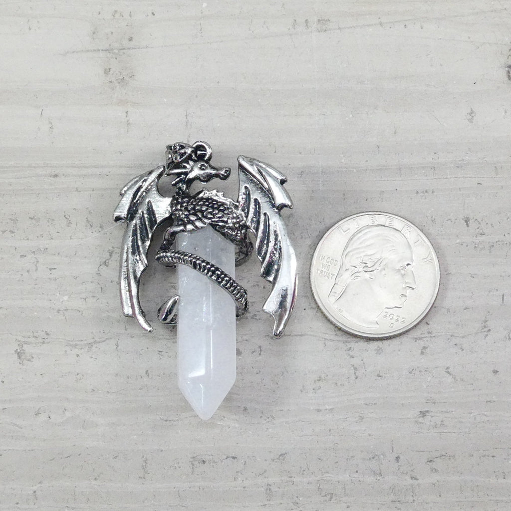 Crystal Quartz Flying Dragon Point Pendant 34x50mm-1